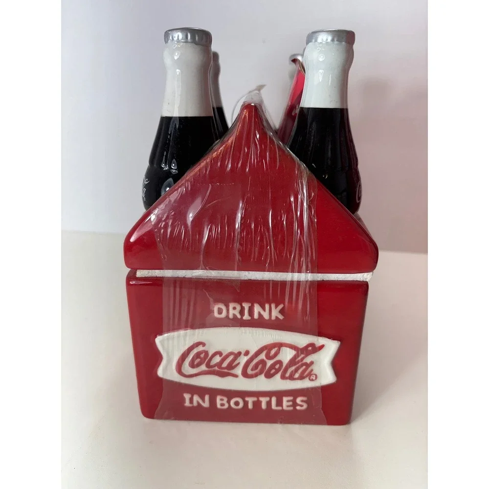 Vintage Coca-Cola Ceramic Cookie Jar Houston Harvest 6 Pk Bottle Design 90s NOS